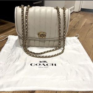 COACH MADISON SHOULDER BAG WITH QUILTING, chain shoulder strap, cream color